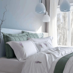 Jogo De Lençóis Marken Fassi 300 Fios Bordado Lavanda